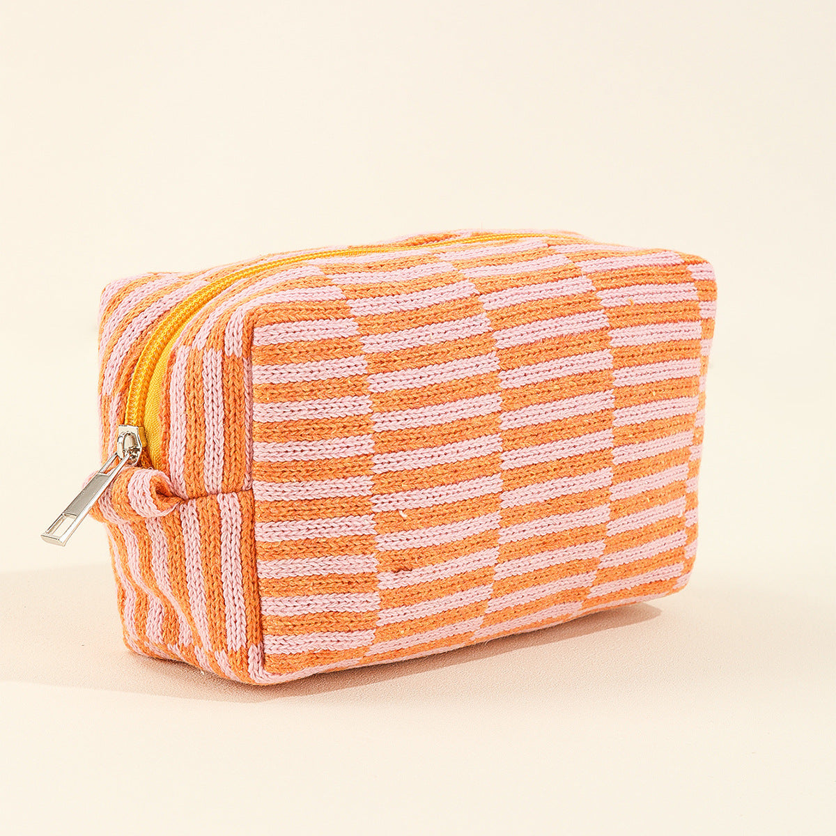 Wholesale Wool Knitted Striped Color Block Plaid Storage Bag